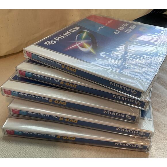 5 New Sealed FUJIFILM Data  Video R4.7 GB 120 Minutes DVD-R Disc Clam Shell Case - Picture 5 of 10